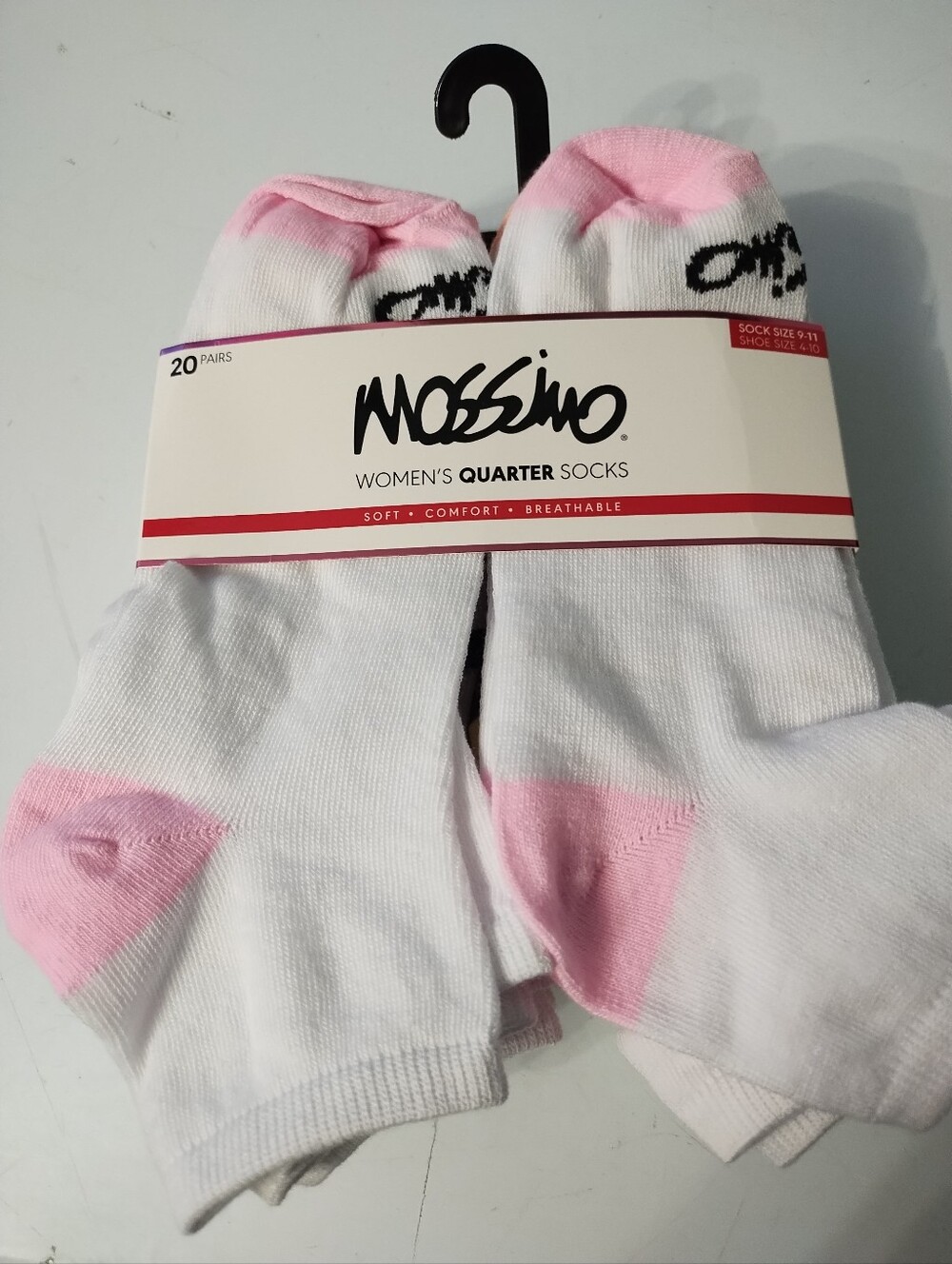 NWT 20 Pair Women's Mossimo White Quarter Socks with Color Accents